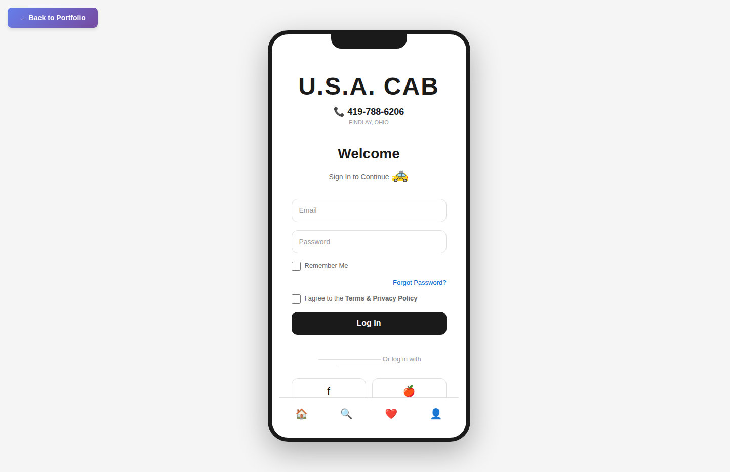 USA CAB Flutter Application